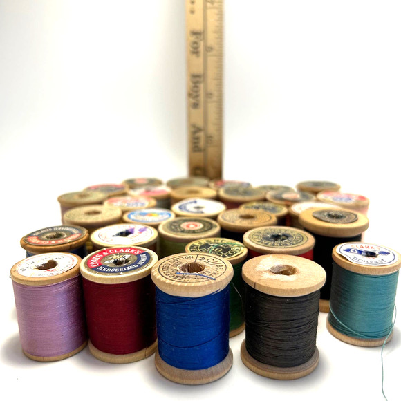 Vintage Thread On Wooden Spools Lot of 30 - Picture 9 of 9